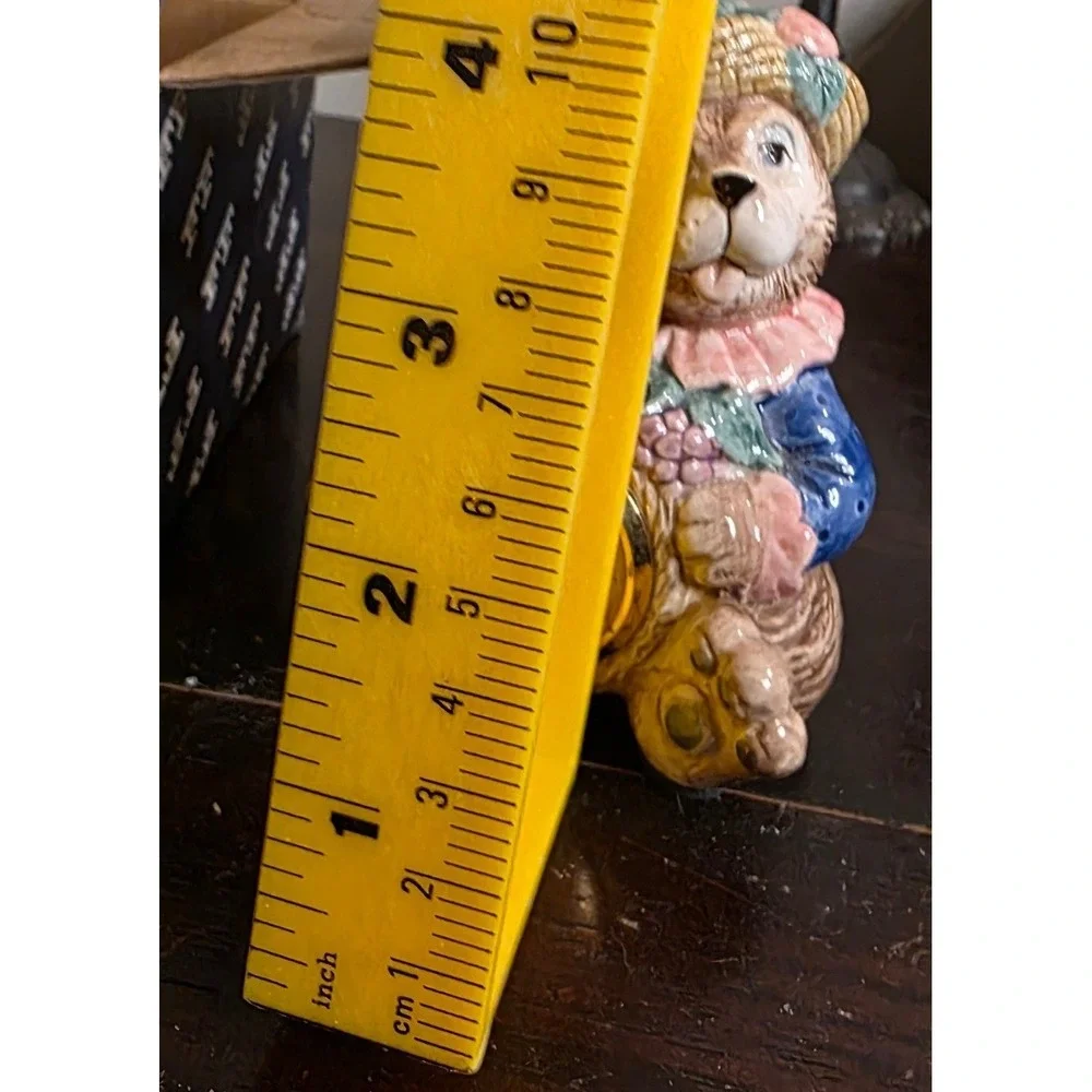 Fitz and Floyd Hat Party Clock Brown Ceramic Bear‎ Figurine 4